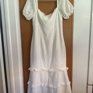 Elegant White Puff Sleeve Dress - Keepsake